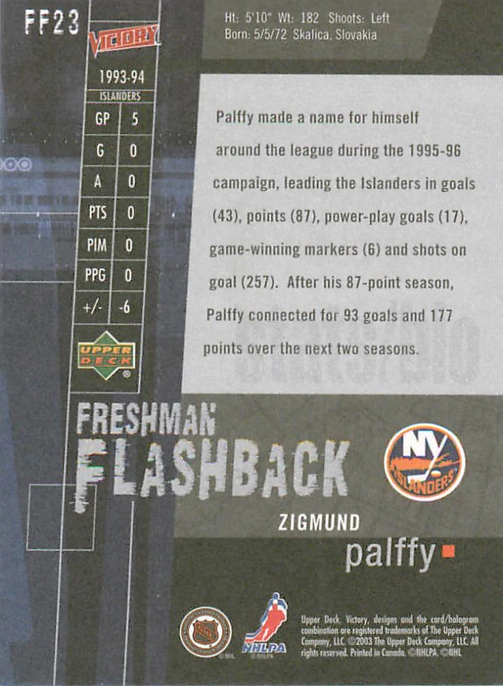 2003-04 UD Victory - Žigmund Pálffy - Freshman Flashback #FF23