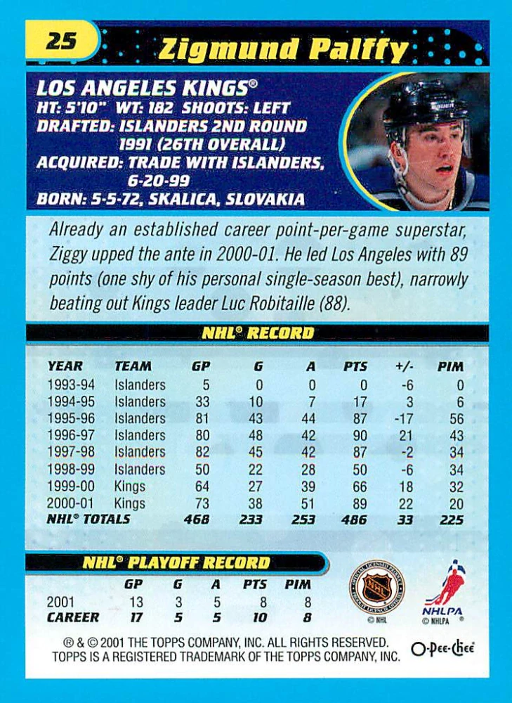 2001-02 O-Pee-Chee - Žigmund Pálffy #25