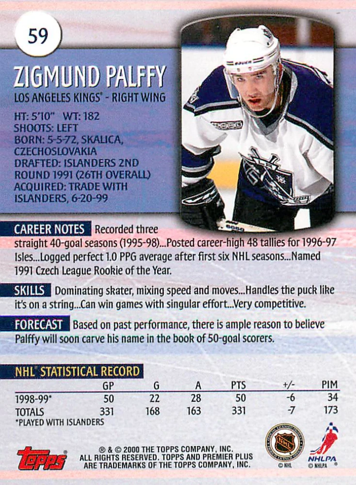 1999-00 Topps Premier Plus - Žigmund Pálffy #59