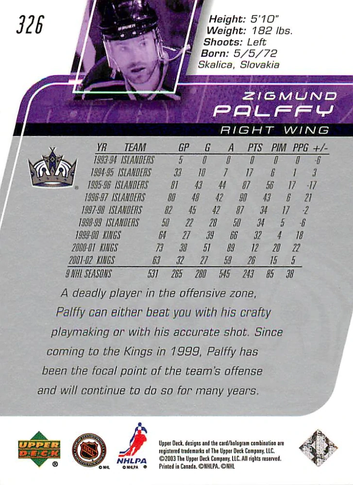 2002-03 UD Series 2 - Žigmund Pálffy #326