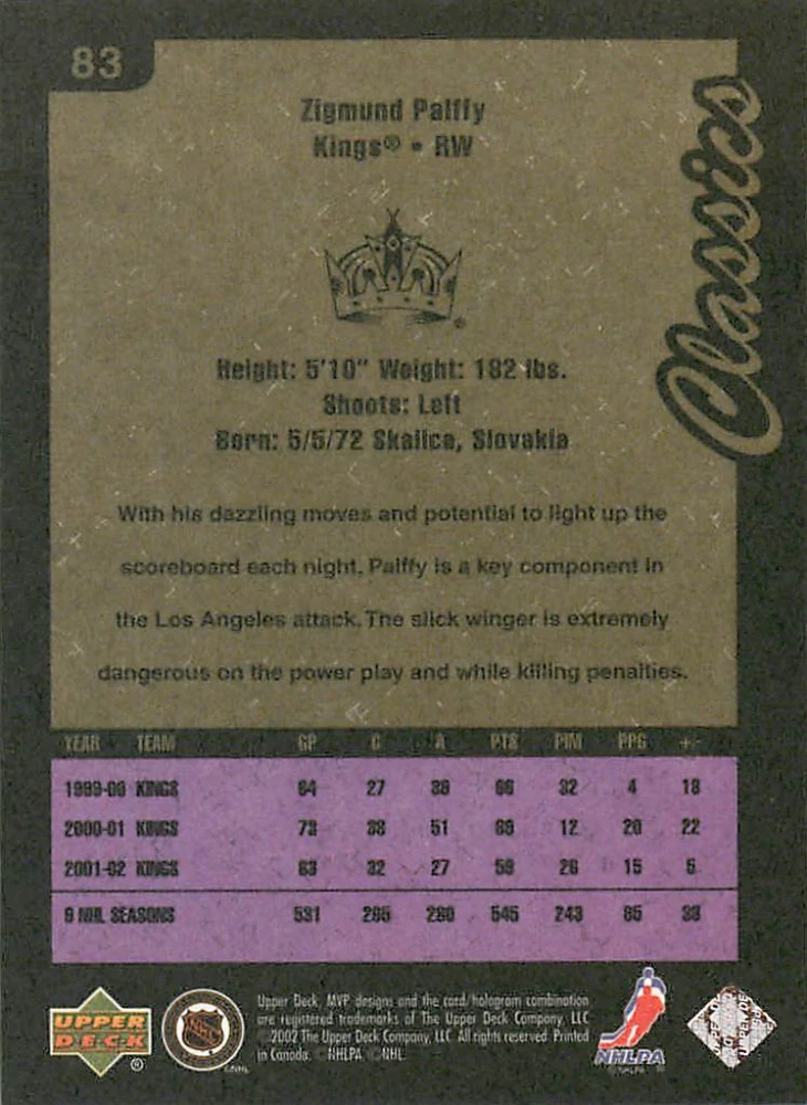 2002-03 UD MVP - Žigmund Pálffy - Classics #83