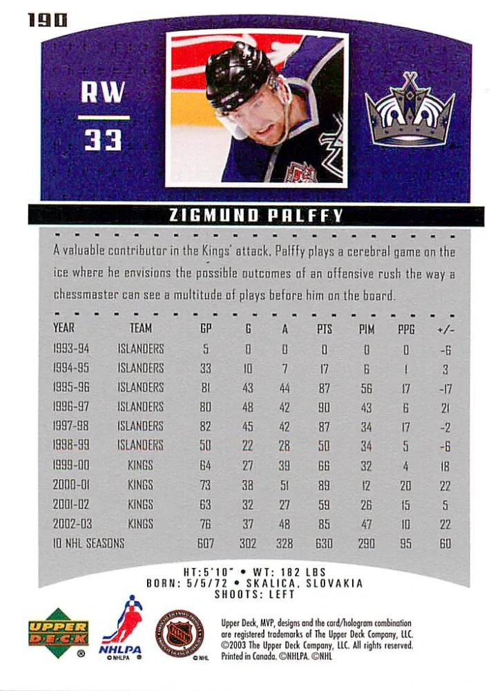 2003-04 UD MVP - Žigmund Pálffy #190