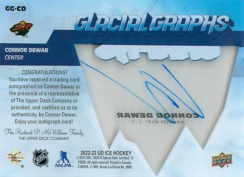2022-23 UD Ice - Connor Dewar - Glacial Graphs #GG-CD