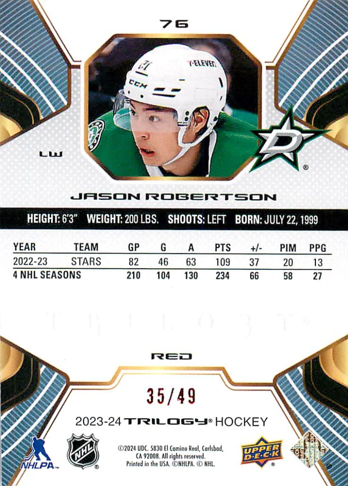 2023-24 UD Trilogy - Jason Robertson - Red /49 #76
