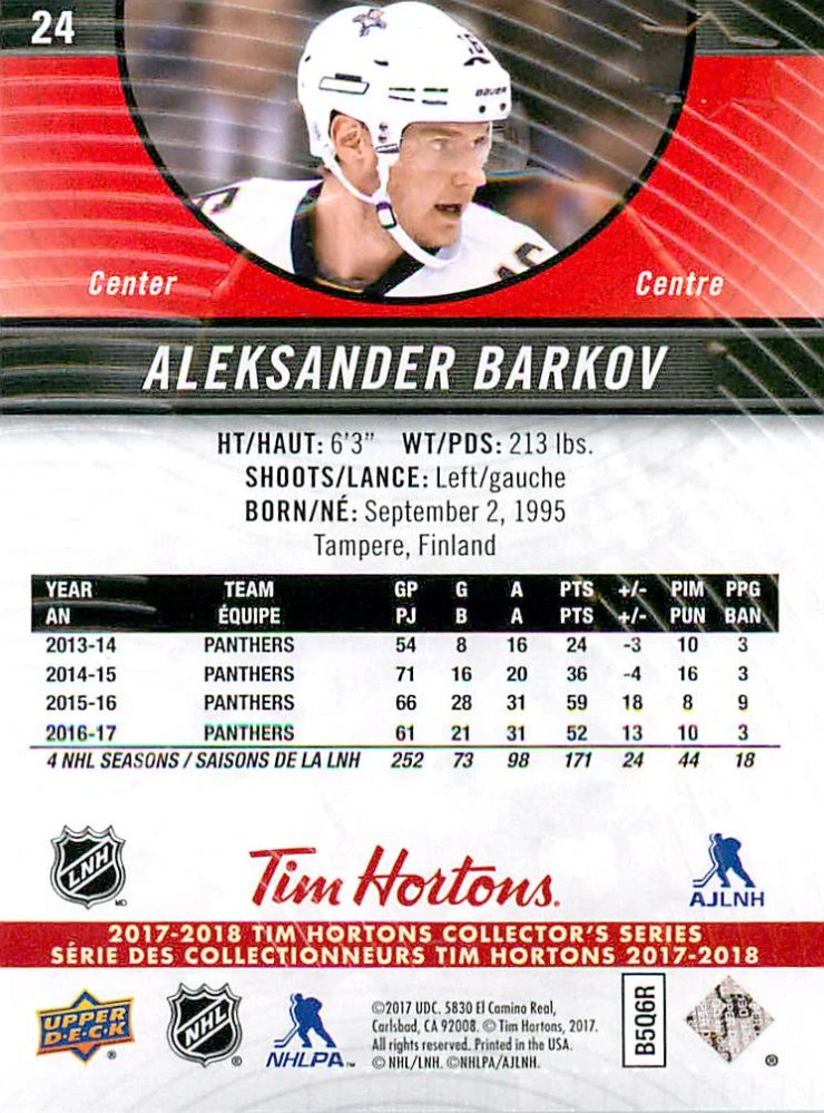 2017-18 UD Tim Hortons Collector's Series - Aleksander Barkov #24