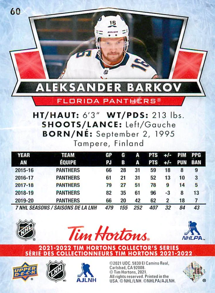 2021-22 UD Tim Hortons Collector's Series - Aleksander Barkov #60
