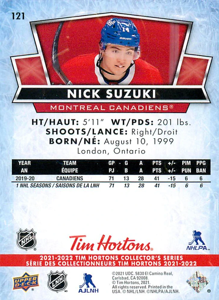 2021-22 UD Tim Hortons Collector's Series - Nick Suzuki #121