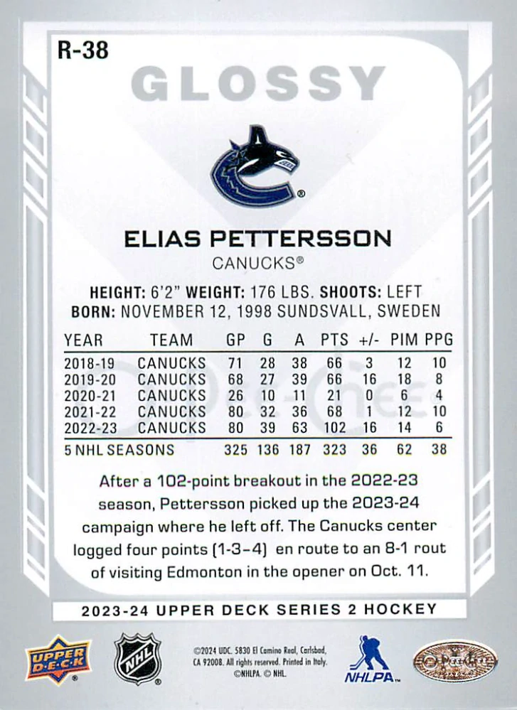 2023-24 UD Series 2 - Elias Pettersson - O-Pee-Chee Glossy #R-38