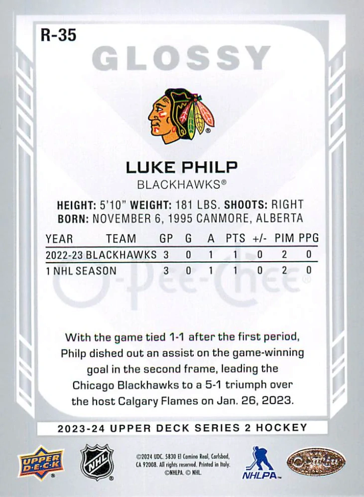 2023-24 UD Series 2 - Luke Philp - O-Pee-Chee Glossy #R-35