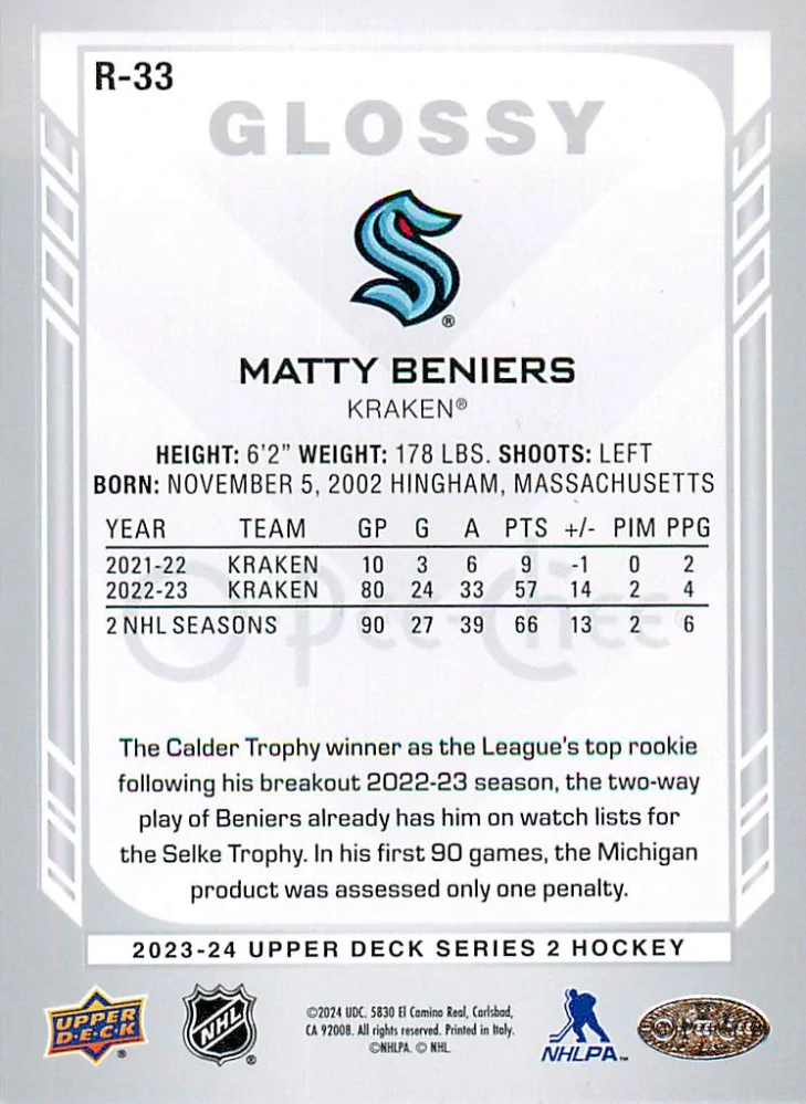 2023-24 UD Series 2 - Matty Beniers - O-Pee-Chee Glossy #R-33