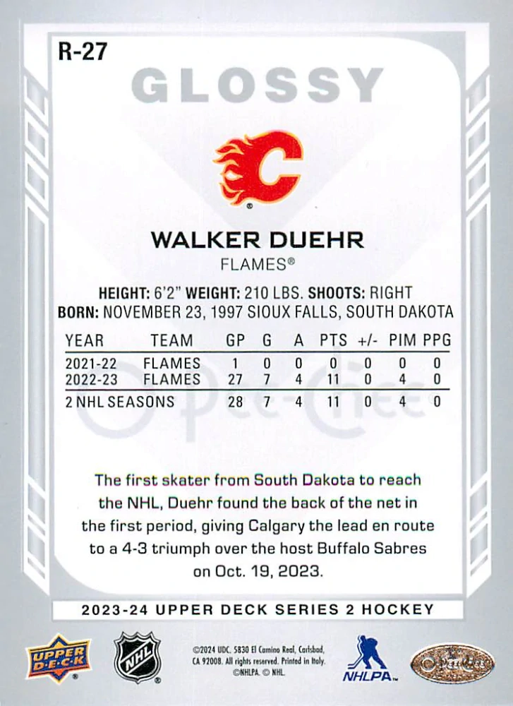 2023-24 UD Series 2 - Walker Duehr - O-Pee-Chee Glossy #R-27