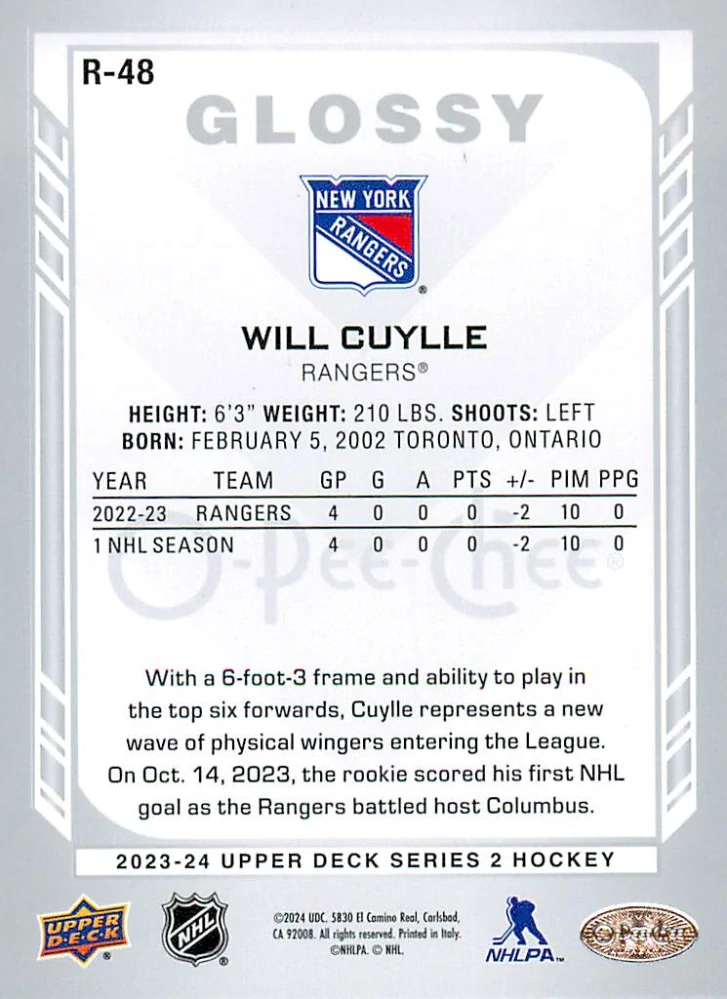 2023-24 UD Series 2 - Will Cuylle - O-Pee-Chee Glossy #R-48