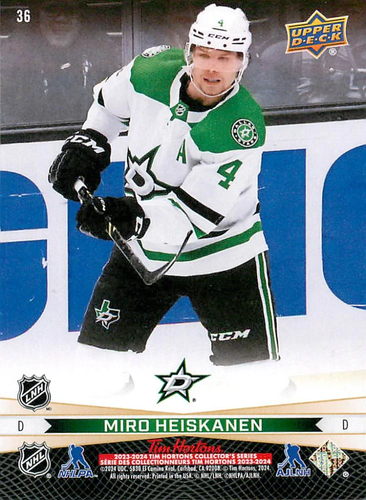 2023-24 UD Tim Hortons Greatest Duos - Jake Oettinger, Miro Heiskanen #36