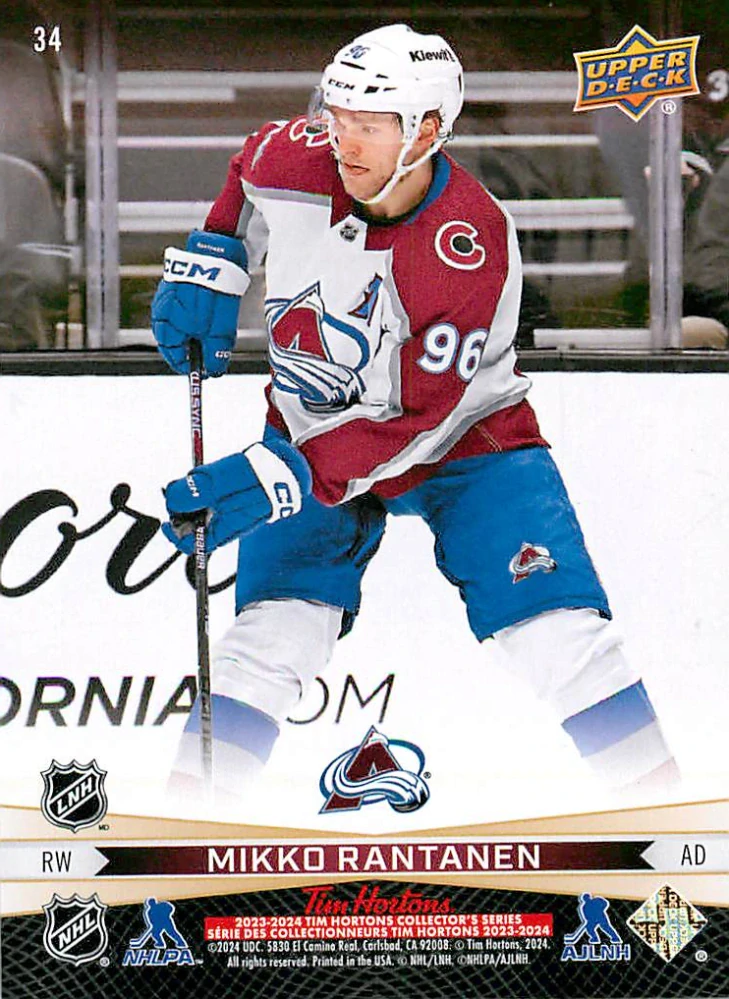 2023-24 UD Tim Hortons Greatest Duos - Artturi Lehkonen, Mikko Rantanen #34