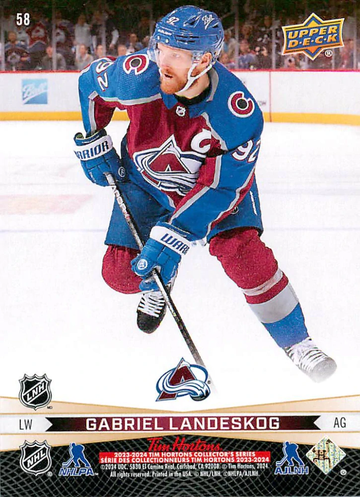 2023-24 UD Tim Hortons Greatest Duos - Cale Makar, Gabriel Landeskog #58