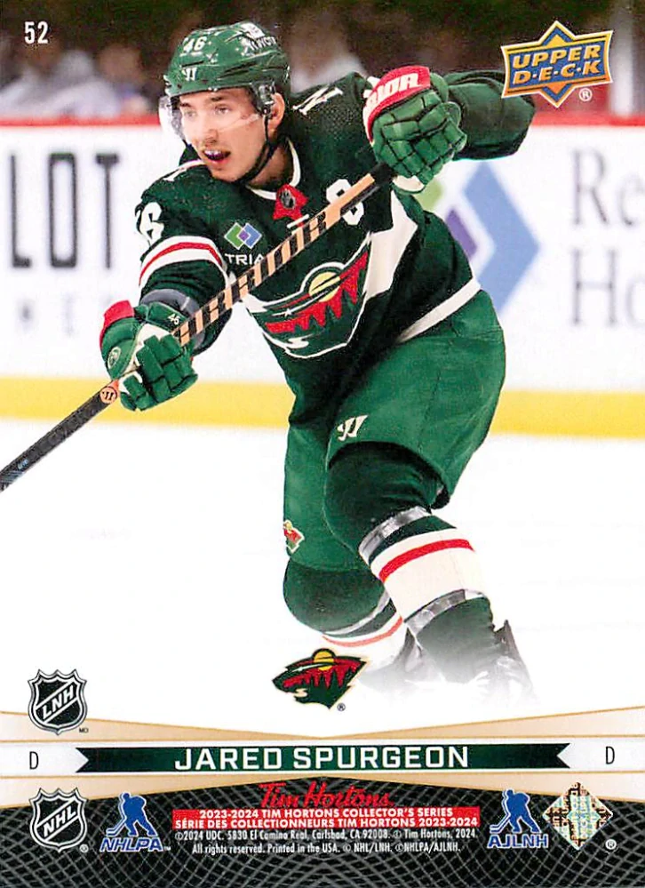 2023-24 UD Tim Hortons Greatest Duos - Ryan Hartman, Jared Spurgeon #52