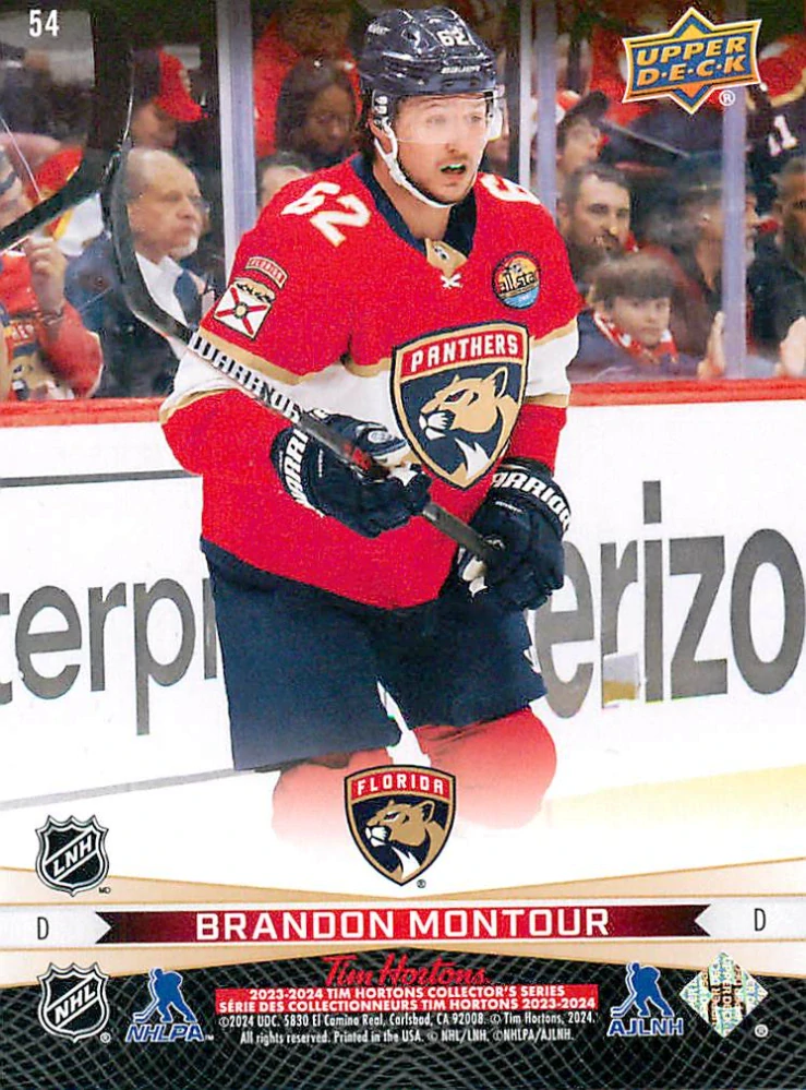 2023-24 UD Tim Hortons Greatest Duos - Aaron Ekblad, Brandon Montour #54