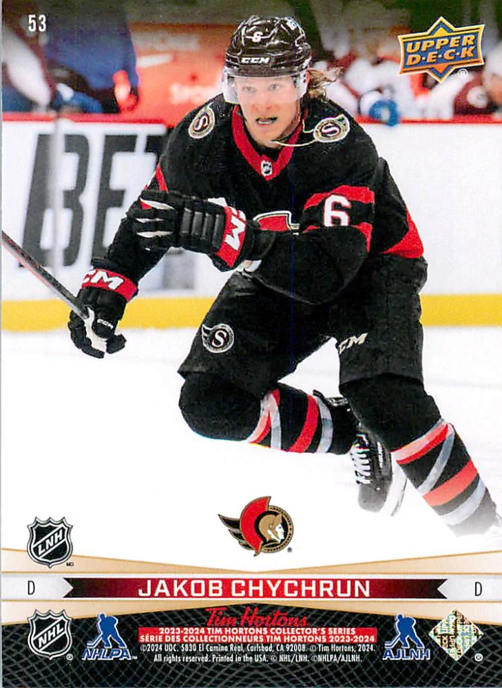 2023-24 UD Tim Hortons Greatest Duos - Thomas Chabot, Jakob Chychrun #53