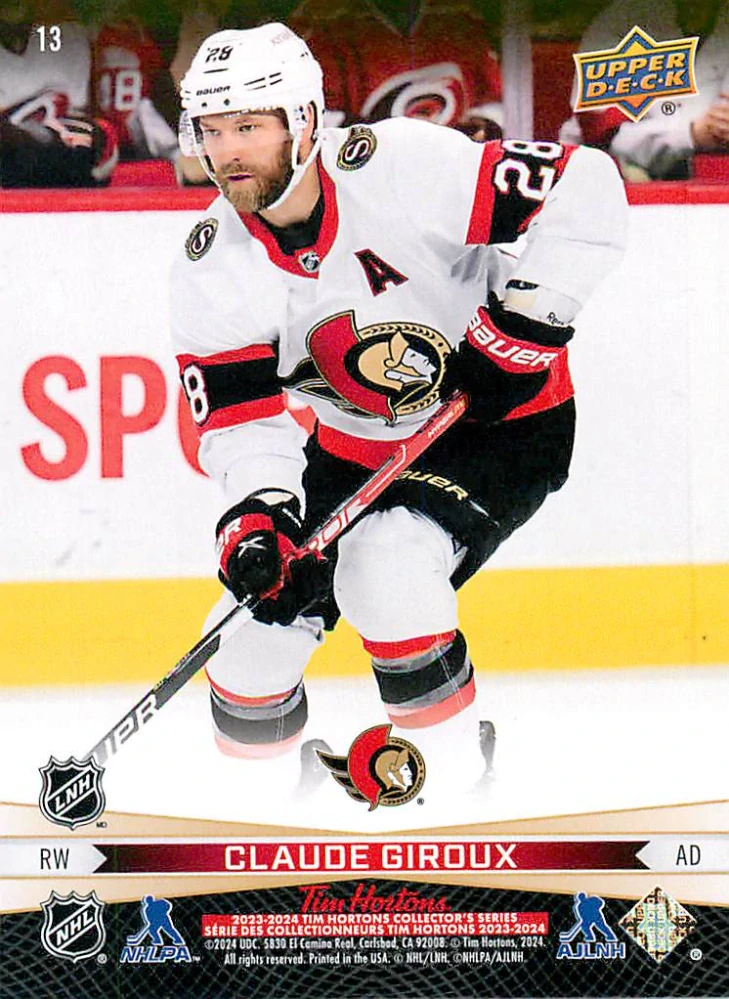 2023-24 UD Tim Hortons Greatest Duos - Tim Stutzle, Claude Giroux #13