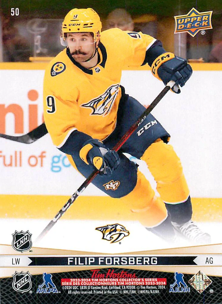 2023-24 UD Tim Hortons Greatest Duos - Tyson Barrie, Filip Forsberg #50