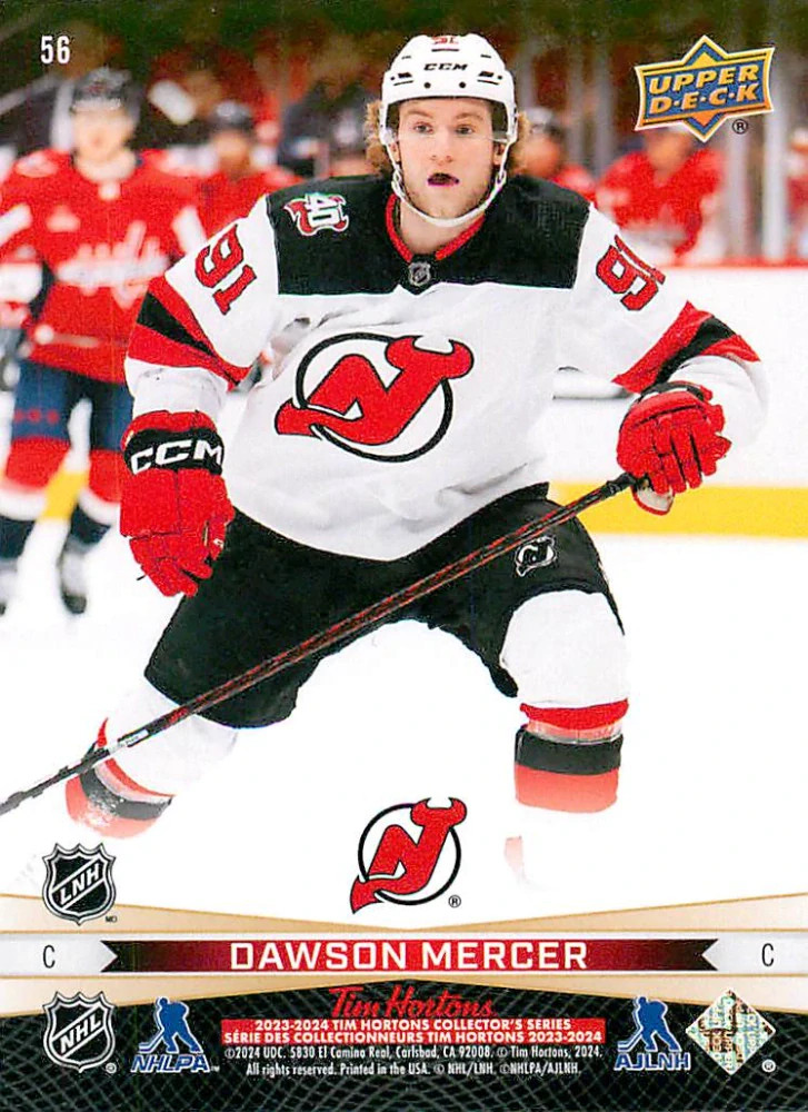 2023-24 UD Tim Hortons Greatest Duos - Jack Hughes, Dawson Mercer #56