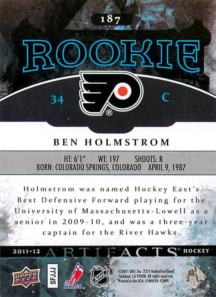2011-12 UD Artifacts - Ben Holmstrom - Rookie /999 #187