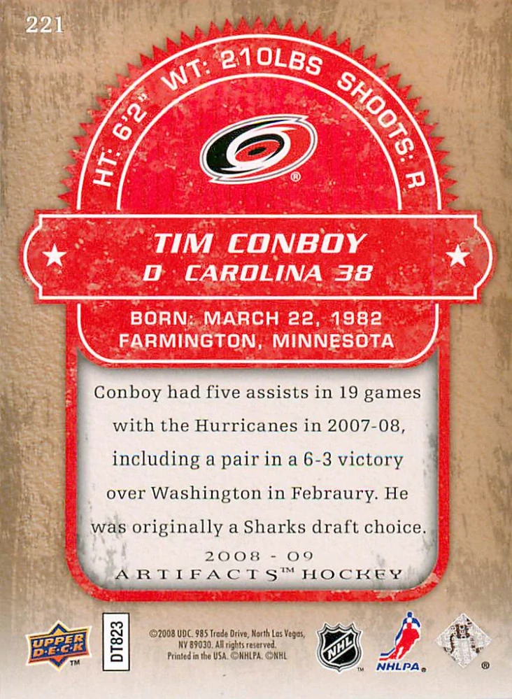 2008-09 UD Artifacts - Tim Conboy - Rookie /999 #221
