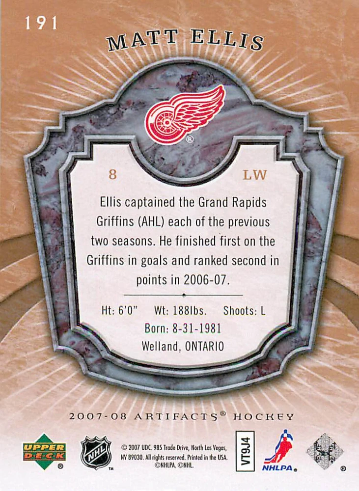 2007-08 UD Artifacts - Matt Ellis - Rookie /999 #191