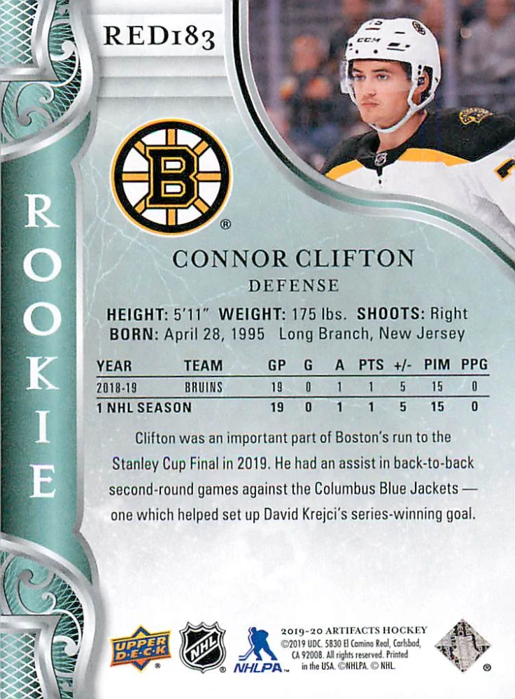 2019-20 UD Artifacts - Connor Clifton - Rookie /999 #RED183