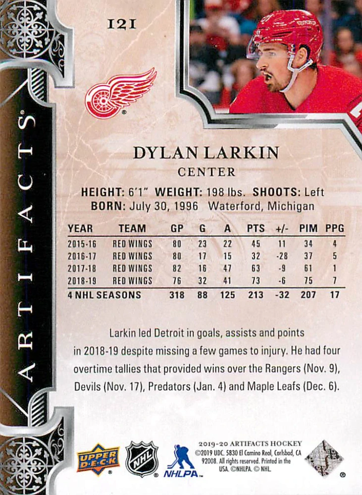 2019-20 UD Artifacts - Dylan Larkin /699 #121