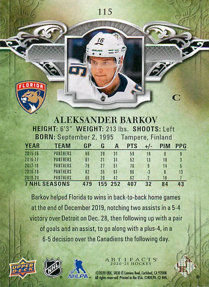 2020-21 UD Artifacts - Aleksander Barkov /499 #115