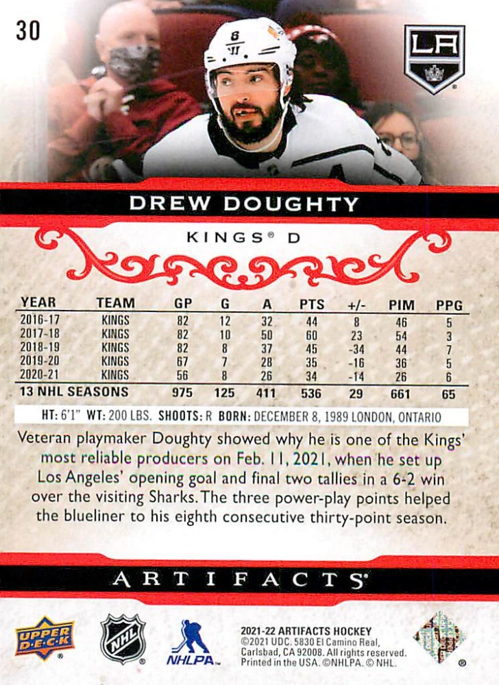 2021-22 UD Artifacts - Drew Doughty - Ruby /499 #30
