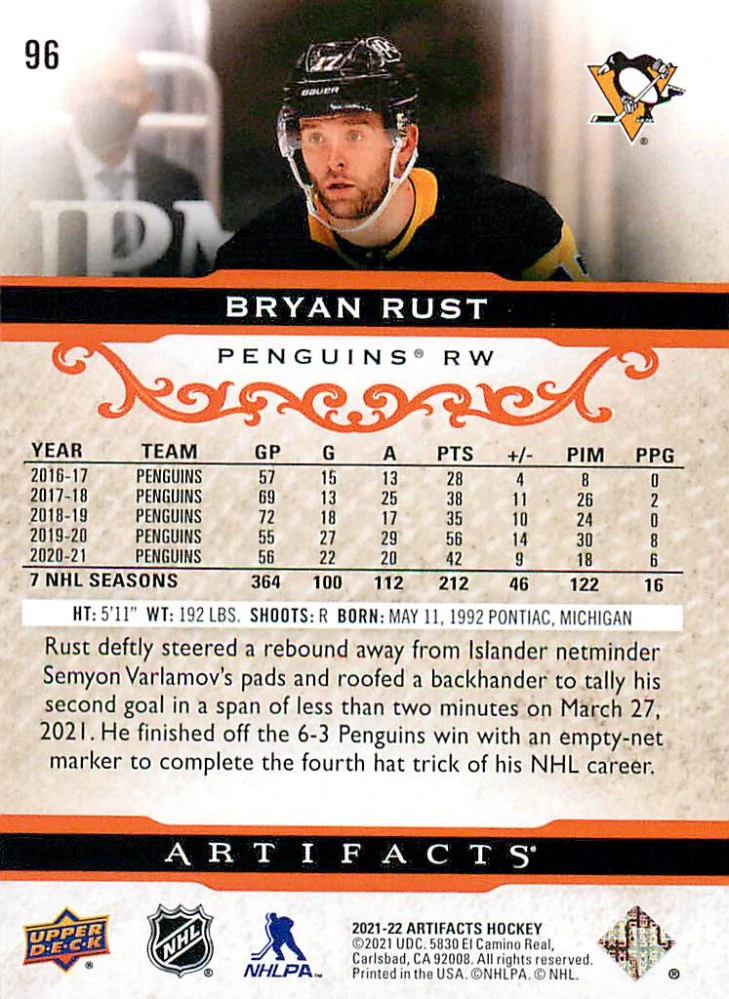 2021-22 UD Artifacts - Brian Rust - Autumn /75 #96