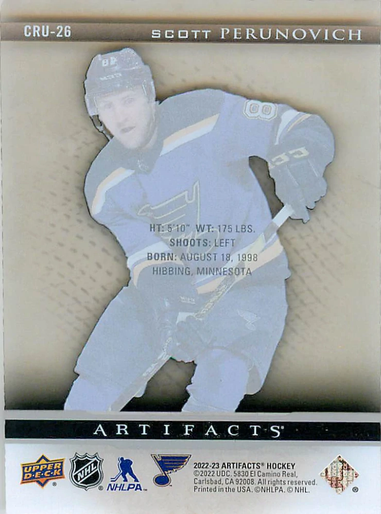 2021-22 UD Artifacts - Scott Perunovich - Clear Cut Rookies #CRU-26
