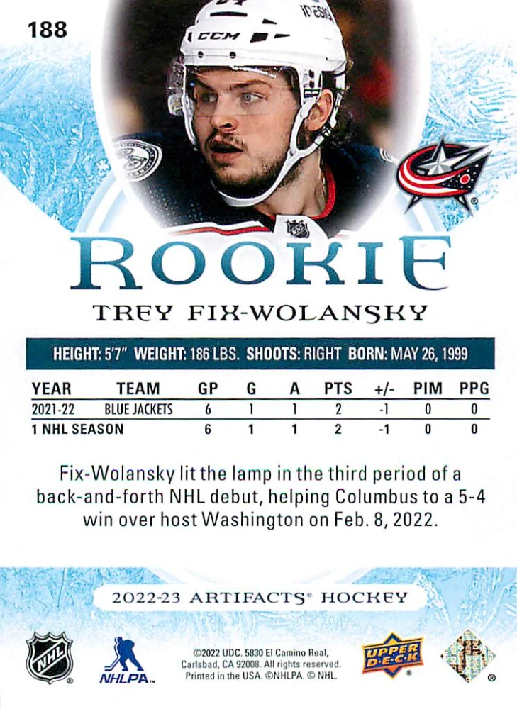 2022-23 UD Artifacts - Trey Fix-Wolansky - Rookie /999 #188