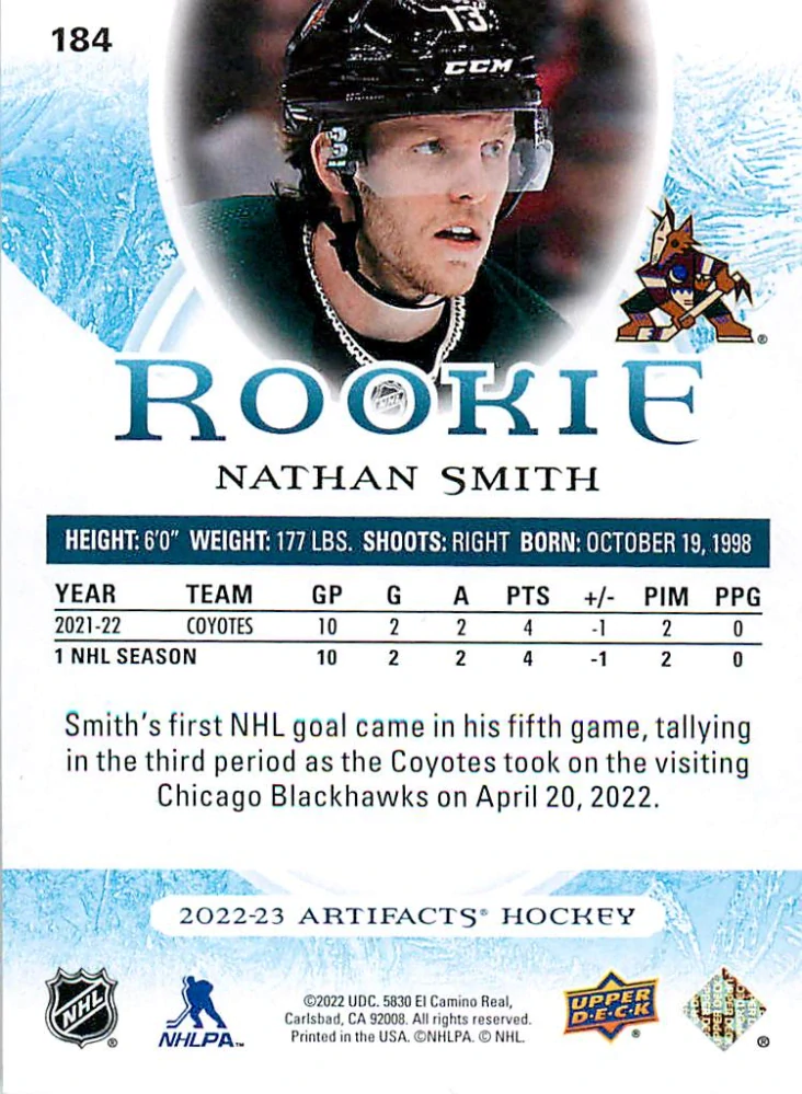 2022-23 UD Artifacts - Nathan Smith - Rookie /999 #184