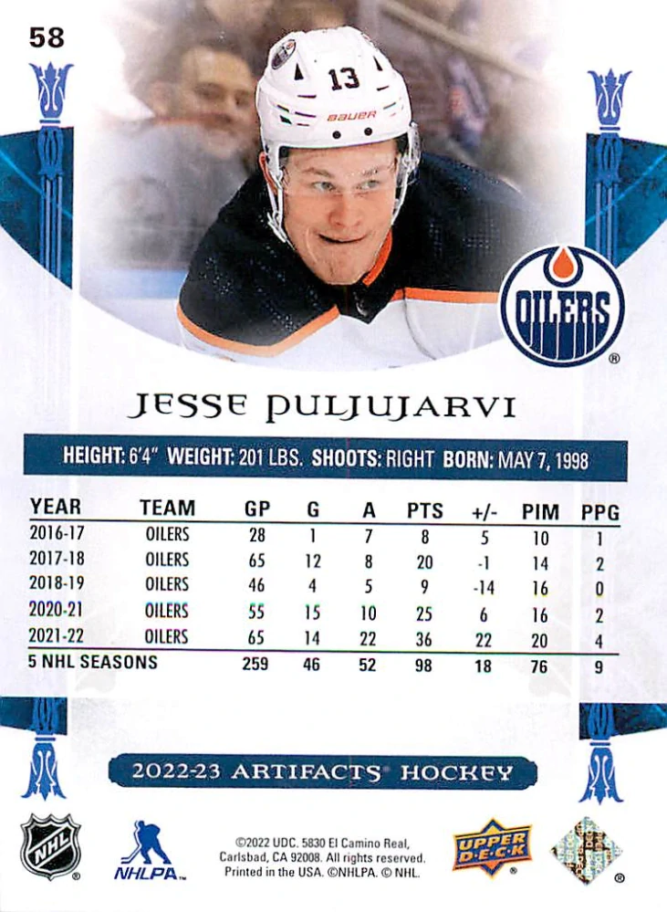 2022-23 UD Artifacts - Jesse Puljujarvi - Ruby /499 #58