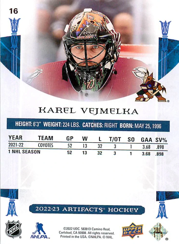 2022-23 UD Artifacts - Karel Vejmelka - Ruby /499 #16