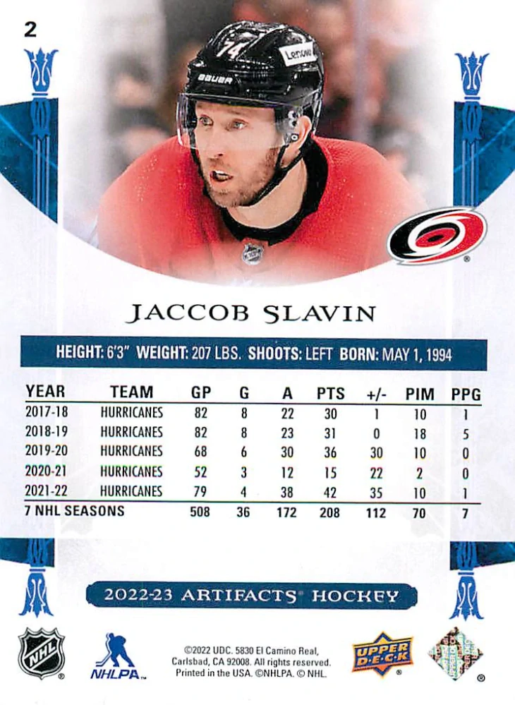 2022-23 UD Artifacts - Jaccob Slavin - Copper /299 #2