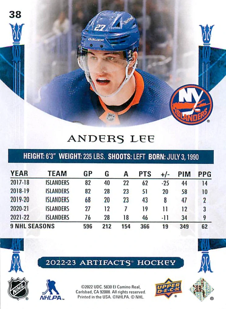 2022-23 UD Artifacts - Anders Lee - Copper /299 #38