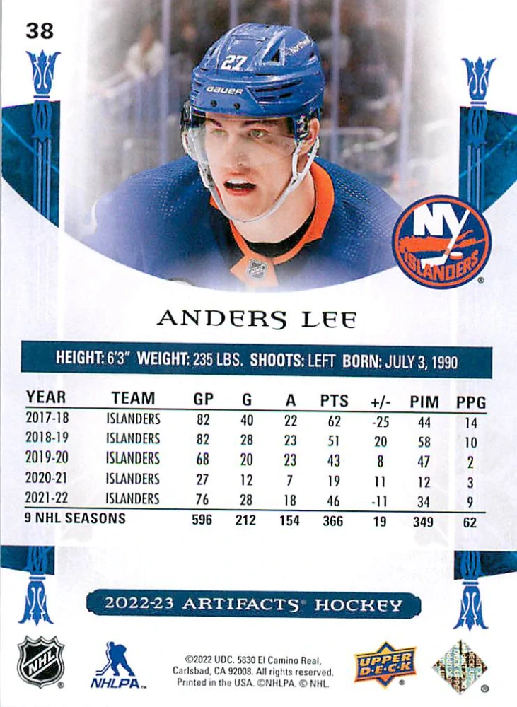 2022-23 UD Artifacts - Anders Lee - Emerald /99 #38