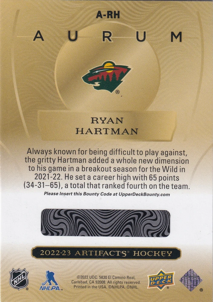 2022-23 UD Artifacts - Ryan Hartman - Aurum #A-RH