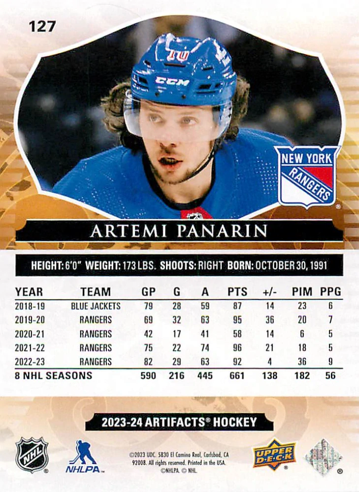 2023-24 UD Artifacts - Artemi Panarin - Ruby /499 #127