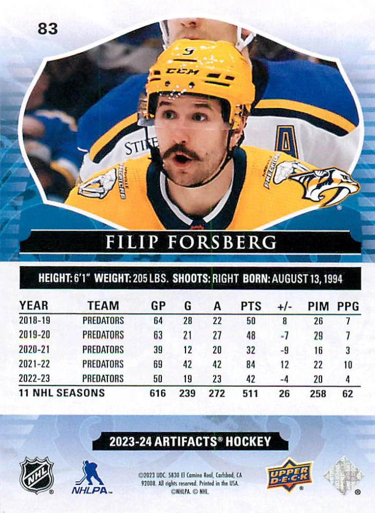2023-24 UD Artifacts - Filip Forsberg - Ruby /499 #83