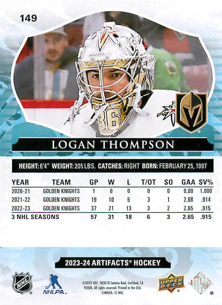 2023-24 UD Artifacts - Logan Thompson /599 #149