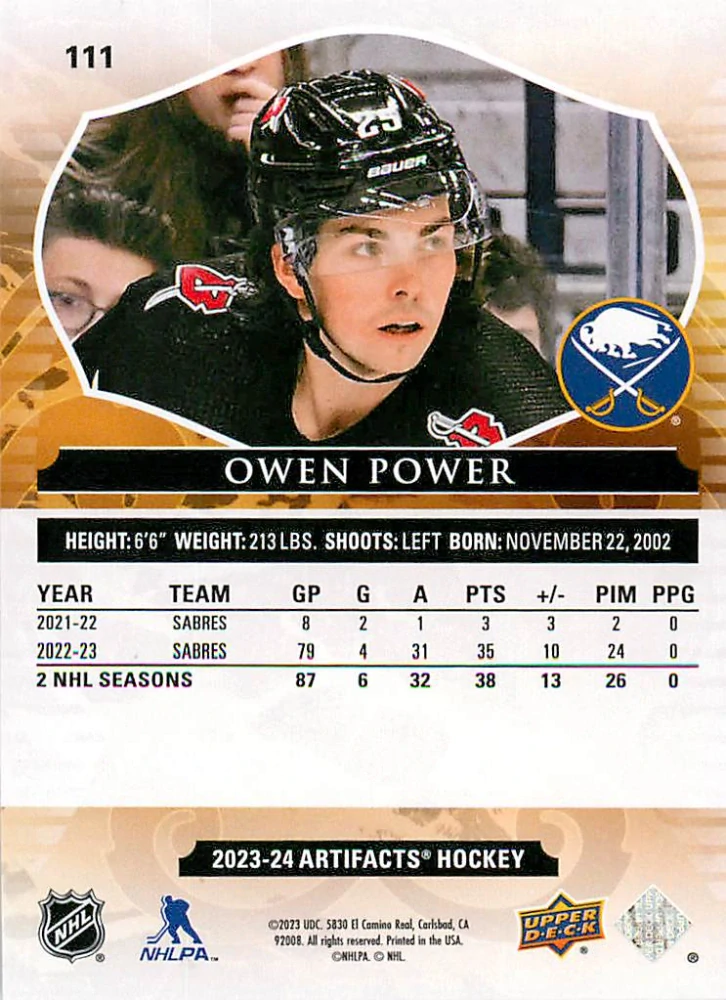 2023-24 UD Artifacts - Owen Power /599 #111