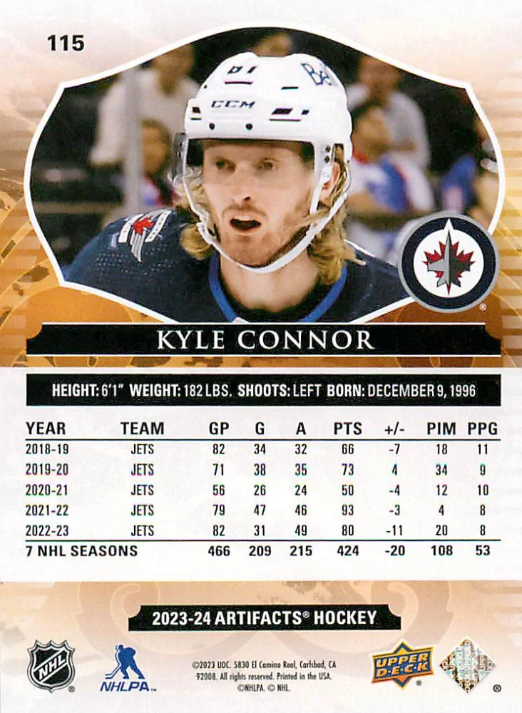 2023-24 UD Artifacts - Kyle Connor /599 #115