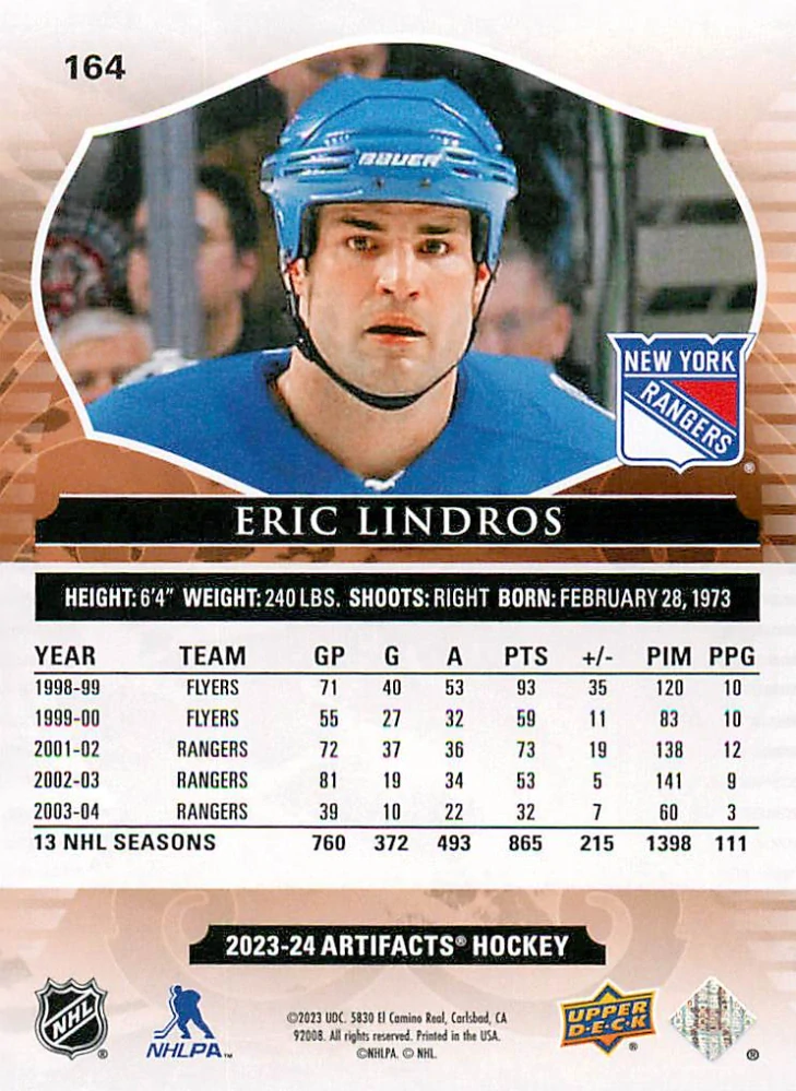 2023-24 UD Artifacts - Eric Lindros /599 #164