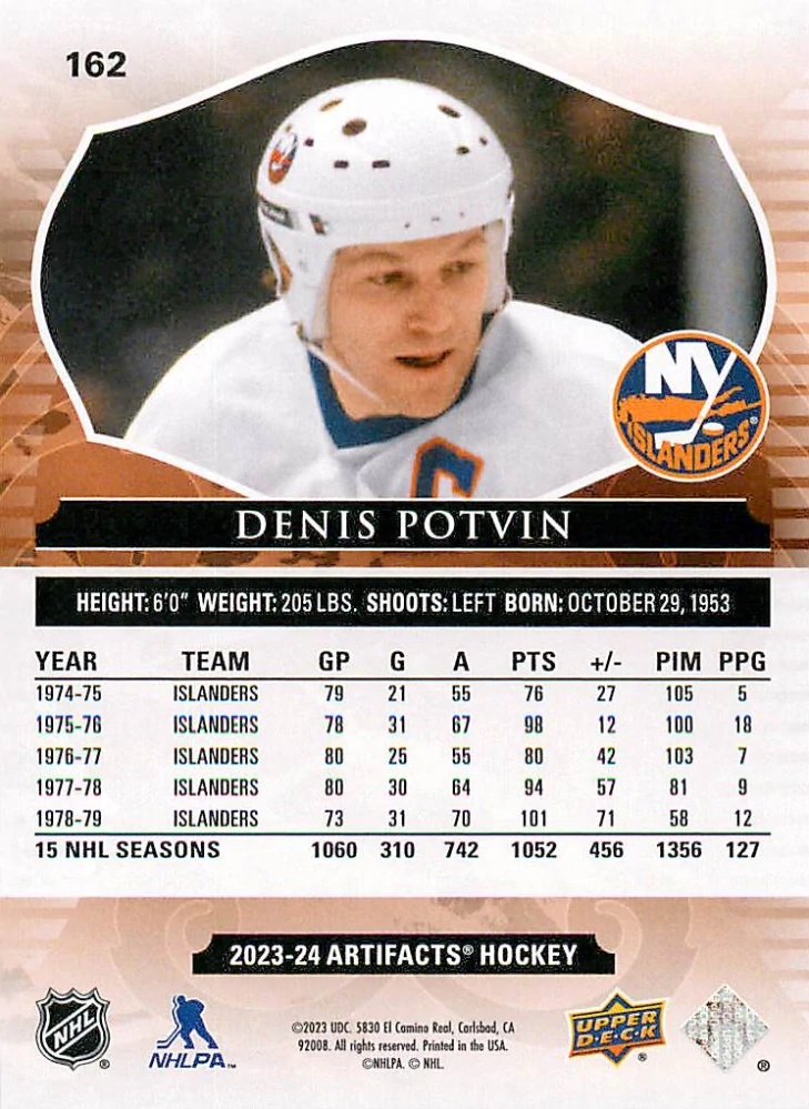 2023-24 UD Artifacts - Denis Potvin /599 #162