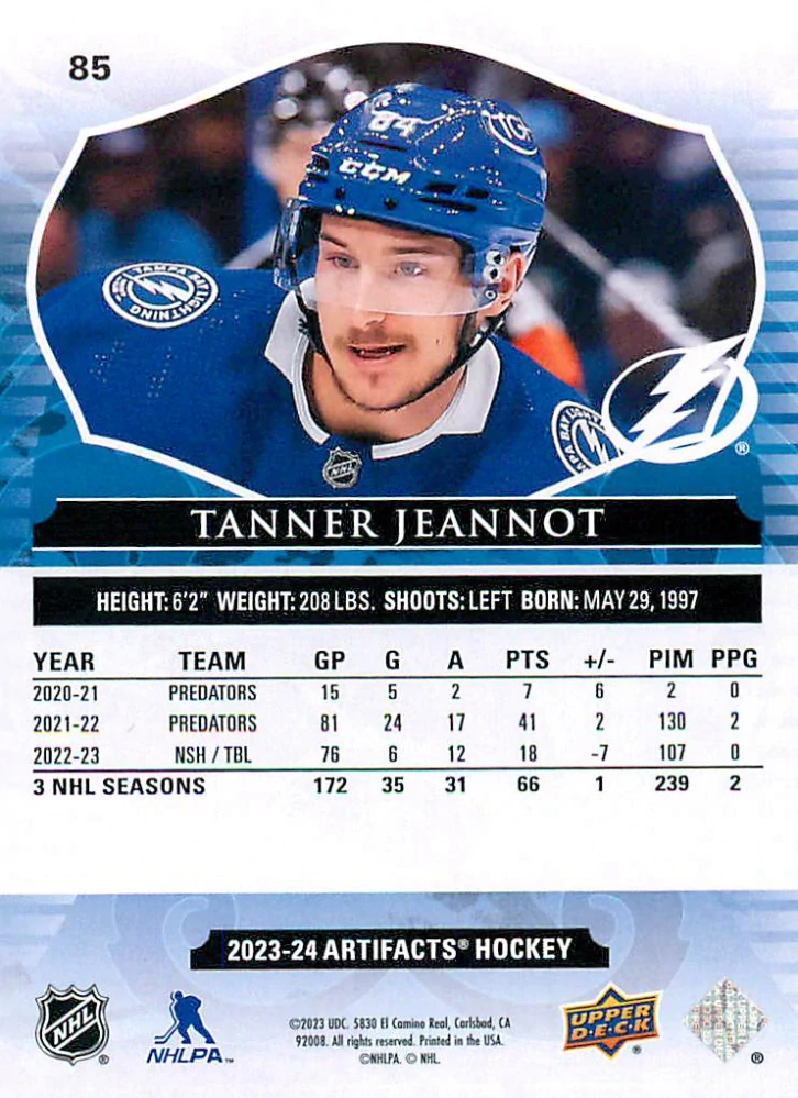 2023-24 UD Artifacts - Tanner Jeannot - Copper /299 #85